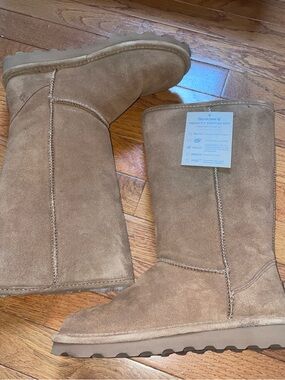 BearPaw Chestnut Brown Suede Boot with Logo Patch